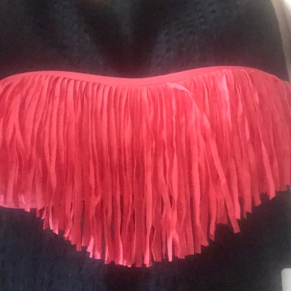 NWT L*Space Coral Fringe Bandeau Top